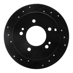 Hyundai XG300 Brake Rotor (1) - Rear Left - R1 Concepts - Drilled & Slotted - Black - `01-`10